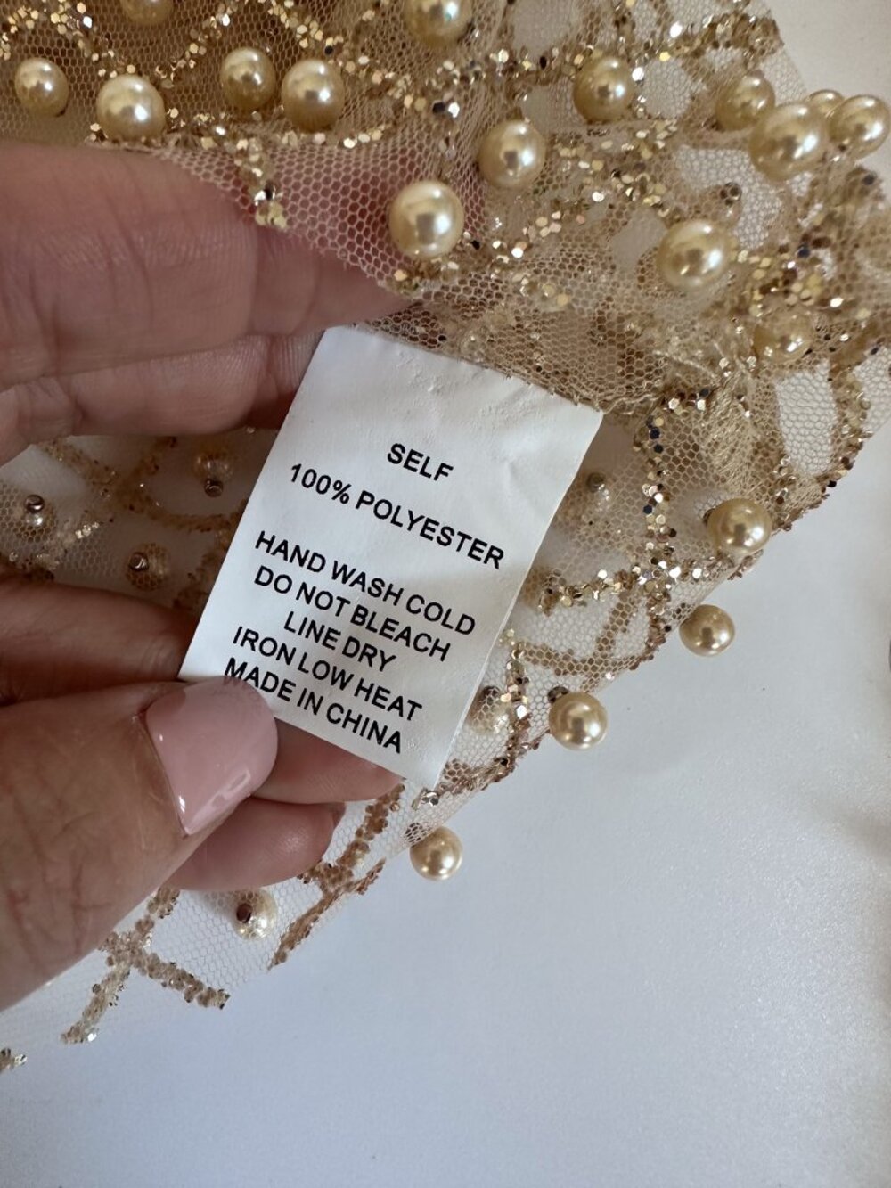 FORE Gold Beaded Mesh Long Sleeve Top Women's Size Small - Picture 10 of 13